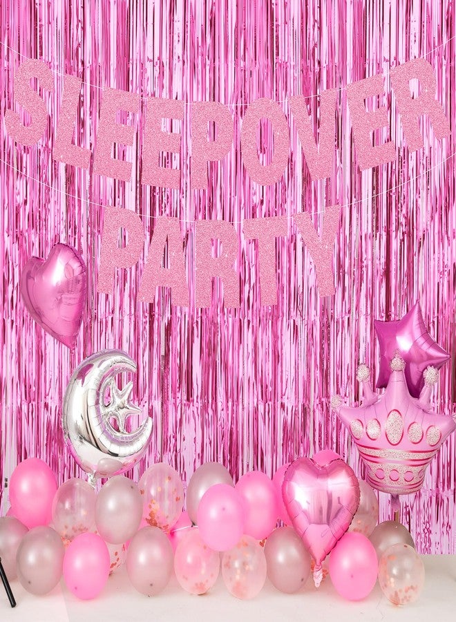 LaRandom 41 Pcs Sleepover Party Decorations, Pink Sleepover Birthday Party Balloons Banner for Girls, Cute Crown Moon Stars Foil Balloons Girls Slumber Pajama Princess Theme Decoration - Image 5